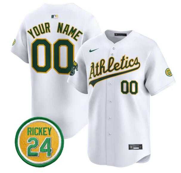 Mens Oakland Athletics Active Player Custom White Rickey Henderson Patch Vapor Premier Limited Stitched Baseball Jersey->customized mlb jersey->Custom Jersey